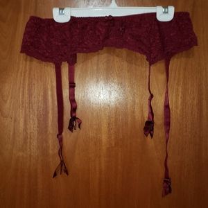 Burgandy plus size lace garter belt